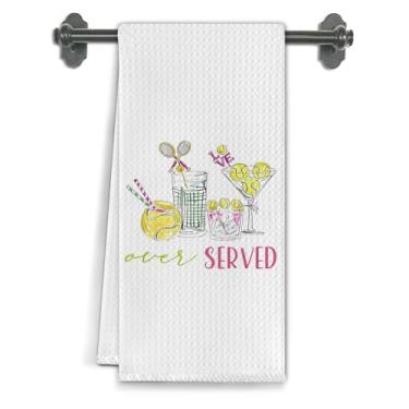 Imagem de Elefeltclave Presentes para jogadores de tênis para mulheres Martini Cocktail Toalhas de cozinha presentes para amantes de tênis profissionais prato chá martini amantes de coquetéis toalhas de mão