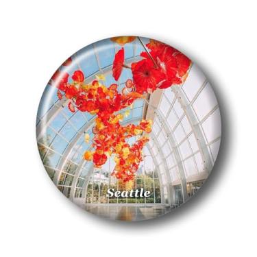 Imagem de Washington Seattle Jardim e Vidro Adesivo Ímã de Geladeira Vidro Cristal 3D Ímãs de Geladeira Seattle City Viagem Colecionável Lembrança Presentes Decoração de Geladeira