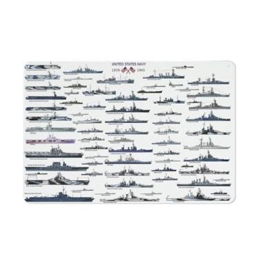 Imagem de Navio de guerra militar dos EUA - placa metálica de porta-aviões da Segunda Guerra Mundial, 20 x 30 cm, pôster vintage de lata, decoração de parede para escritório em casa, bar, café