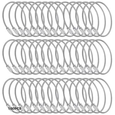 Imagem de Cabos de chaveiro de fio de metal de 2,0 mm x 150 mm, 100 peças de laços inoxidáveis com anéis, ideais para etiquetas de viagem, chaves e organização