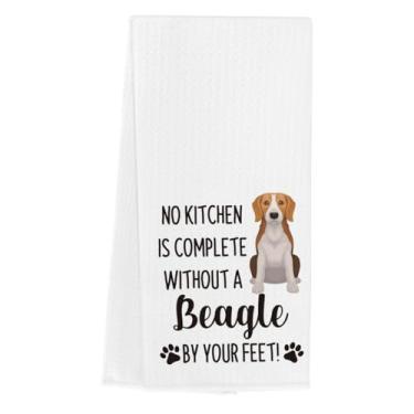 Imagem de WINGTECA Toalhas de cozinha engraçadas para cães Beagle presentes para proprietários mulheres homens nenhuma cozinha está completa sem um cachorro waffle tecer prato chá toalhas de mão para casa de