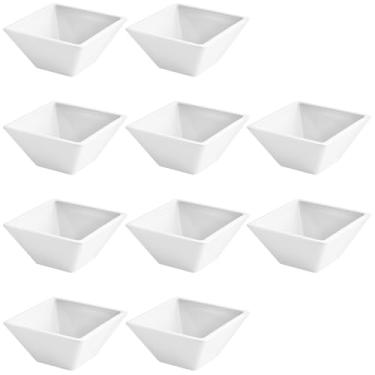 Imagem de Conjunto de pratos quadrados de acrílico com 10 peças, pratos de jantar brancos, pequenos pratos de servir empilháveis, acabamento brilhante, excelente para casa, Ktv, festas