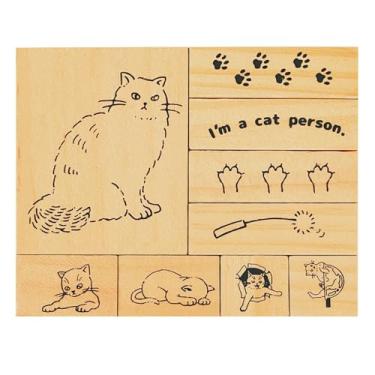 Imagem de Conjunto de 9 carimbos fofos de borracha para gatos – adoráveis carimbos de gatinho com patas, impressões de patas, brinquedos de gatos e frases – para diários de arte DIY, scrapbooking, confecção de