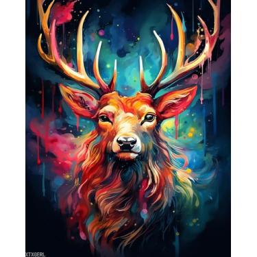 Imagem de XTXGERL Pintura por números para adultos veados, pintura a óleo colorida, kits de tinta acrílica por números para adultos iniciantes para decoração de parede de casa 41 x 50 cm