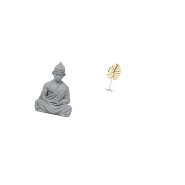 Imagem de Fenteer Estátua de Buda em Forma de Folha de Metal, Escultura Budista Colecionável, Ornamento Abstrato para Hotel, Casa, Pátio, Quintal, Estante, Decoração de