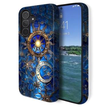 Imagem de GUYBFADFG Capa compatível com Samsung Galaxy A36 5G, proteção de camada dupla à prova de choque, capa de telefone resistente, vitral lua sol