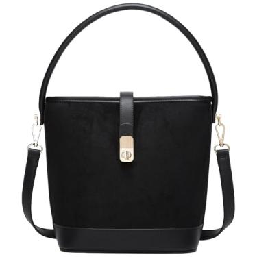 Imagem de Bolsa feminina vintage de camurça sintética 2025 couro PU outono inverno alça superior fivela tote ombro transversal, Preto