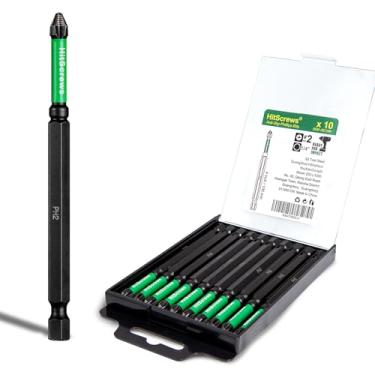 Imagem de Pontas de chave de fenda Phillips n° 2 antiderrapantes magnéticas - 10 polegadas, nova aderência micro-deslizante gravada a laser, resistente a impactos, aço S2 PH2, brocas de impacto para reparos e