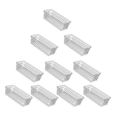 Imagem de 2X Kit 10 Cestos Organizador Multiuso Transparente 28X11X8Cm