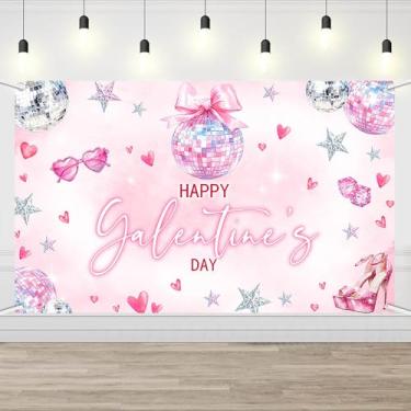Imagem de AIBIIN Happy Galentines Day Pano de fundo rosa Disco Galentines Day Decorações Banner Dia dos Namorados Meninas Tema Artigos de Festa 179 x 110 cm