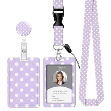 Imagem de Cordão retrátil para crachá de identificação com clipe e chaveiro, ajustável, bonito carretel de separação, durável, perfeito para mulheres enfermeiras, professoras, trabalhadoras de escritório