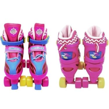 Imagem de Patins Infantil Ajustável com Kit de Proteção, Rosa, 30-33, Chassi Resistente, Acolchoado, com Capacete, Joelheiras e Cotoveleiras, para Crianças +3 Anos, até 60kg