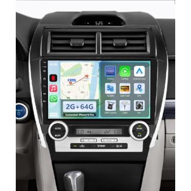 Imagem de Rádio estéreo para carro 2G + 64G para Toyota Camry 2012 2013 2014, Carplay Android 10,1 polegadas, tela sensível ao toque, navegação GPS, WiFi, EQ, Bluetooth, rádio FM e conexão espelhada + câmera de