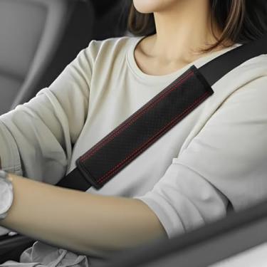 Imagem de HQRNYP 2 peças de capa de cinto de segurança de carro, almofadas de alça de assento de carro, almofada de condução mais confortável ajuda a proteger seu pescoço e ombros, capa de alça de segurança de