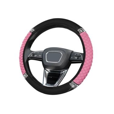 Imagem de Capa de volante de carro brilhante, protetor de volante elástico de couro macio de strass de 38 cm, diamante de cristal brilhante para mulheres e meninas, acessórios universais de carro para a maioria