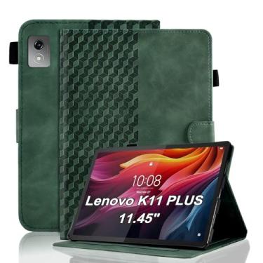 Imagem de Varohix Capa para Lenovo Tab K11 Plus 11,45 polegadas (modelo TB352FU) 2024 capa fólio magnética de couro PU suporte para cartão multi-ângulo Lenovo Tab K11 Plus, verde retrô