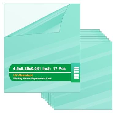 Imagem de JHTii Capacete de soldagem resistente a UV Lente de cobertura externa, 4,5 x 5,25 x 0,039 polegadas, pacote com 17, capas de substituição de lente de filtro HD transparente