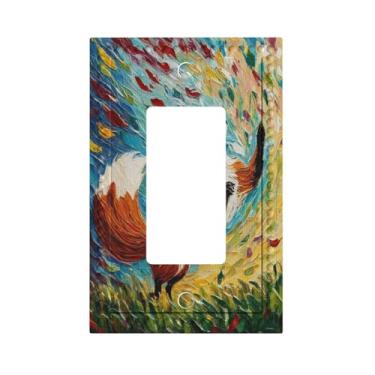Imagem de HLCoChT Capas decorativas para interruptores de luz de raposa encantada em meio à tempestade cromática 1 Gang Rocker Outlet placa decorativa para interruptores de luz GFCI