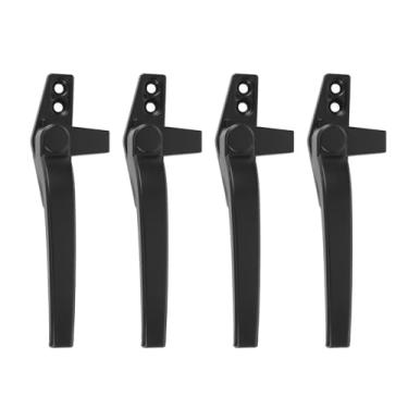 Imagem de Garosa Fechadura de Janela de Batente Alça Deslizante Externa Em Liga de Alumínio, Trava de Pressão Segura para Janelas Horizontais Verticais, Hardware de 4 Pacotes Com Parafusos para Uso Em (Preto)