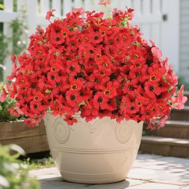 Imagem de Flores artificiais para ambientes externos e internos, flores de seda que não desbotam, plantas falsas de plástico para uso externo, varanda frontal, vaso suspenso, caixa de janela, jardim, decoração