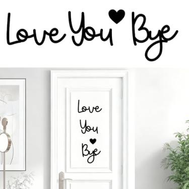 Imagem de Goodangie00 Placa de madeira Love You Bye, decoração de parede para casa, decoração para pendurar no corredor boho expressa amor e calor para amantes da família, sala de estar elegante, entrada, porta