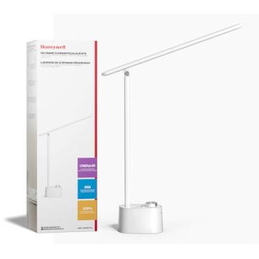 Imagem de Honeywell Lâmpada de mesa LED atualizada - H01 Pro Sunturalux Luz de mesa dobrável com porta de carregamento USB A+C, luminária de mesa regulável em 3 modos de cores para leitura de escritório em casa