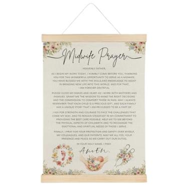 Imagem de ATBWGT Decoração de arte de parede de oração de parteira cristã, presentes de enfermeira parteira e parto, moldura de pôster de oração religiosa inspiradora para enfermagem hospital, escritório médico