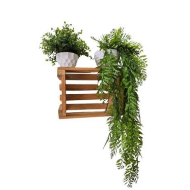 Imagem de Kit 2 Arranjos de Flores Artificiais com Vasos Montados e Folhagens Ficus para Decoração(SAMAMBAIA PRATA)