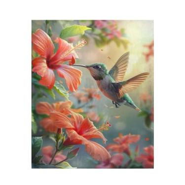 Imagem de ATTX Cobertor de microfibra de veludo com estampa de beija-flor - Cobertor de cama leve ultra macio para sofá, cama, 127 x 152 cm #550