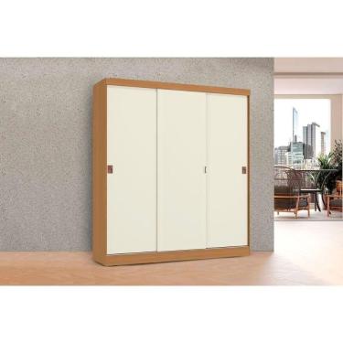 Imagem de Guarda Roupa Casal 3 Portas De Correr E 2 Gavetas R589 Canela/off White - Kappesberg