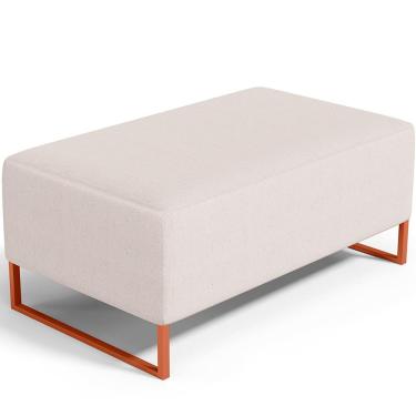 Imagem de Puff Decorativo Sala De Estar Cléo 90cm Base De Ferro Cobre W01 Linho Cru - Lyam Decor