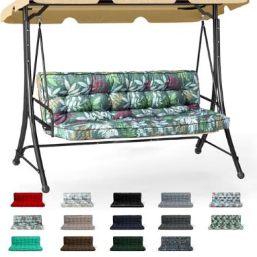 Imagem de Almofadas de substituição de balanço com encosto, 2 ou 3 lugares à prova d'água, antiderrapante, almofada de banco para ambientes internos/externos para móveis de jardim e cadeira de varanda (cor da
