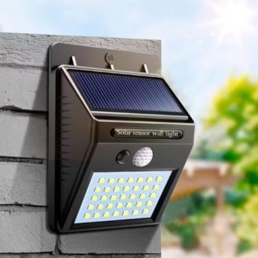 Imagem de Arandela Solar com Sensor de Movimento (6 LEDs/1200mAh) - Luminária de Parede Externa, Acendimento Automático e Detecção 120°