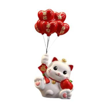 Imagem de Fenteer Estatueta de Gato para Decoração de Mesa, Coleção de Esculturas de Animais, Estátua de Gato para Mesa, Entrada, Presente de Ano e Inauguração de, Sentado