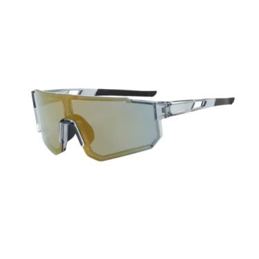 Imagem de Óculos de Sol Esportivo UV400, Design Moderno, Lentes Espelhadas Coloridas, Armação Durável em Policarbonato Proteção Anti-embaçamento, Narigueira Emborrachada (Transparente e Dourado)