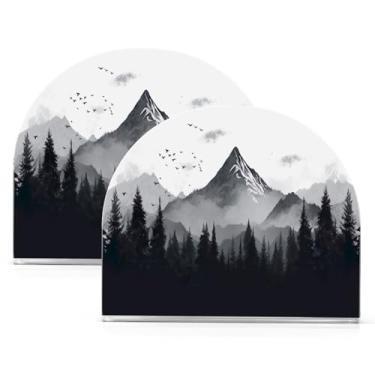 Imagem de Wassud Porta-guardanapos de acrílico de montanha, dispensador de guardanapos de papel moderno em forma de U para mesa, cozinha, sala de jantar, bancada 2 peças (comporta 50-60 guardanapos)