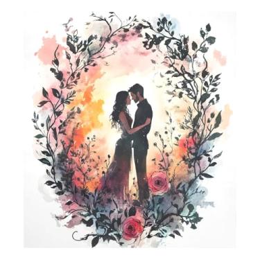 Imagem de Qilmy Capa de ímã de máquina de lavar louça para casal romântico dia dos namorados 58 x 66 cm capas decorativas de geladeira para porta frontal adesivo de folha magnética máquina de lavar louça painel