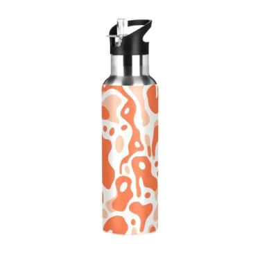 Imagem de Wassud Garrafa de água abstrata impressão de pontos garrafa de água esportiva de aço inoxidável com canudo garrafas de água isoladas copo portátil de viagem 623 g