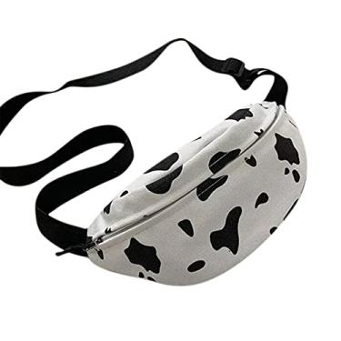 Imagem de AIBEARTY Bolsa feminina fashion com estampa de vaca e cintura de pelúcia pochete bolsa esportiva bolsa de ombro transversal no quadril, Cavas Cow B, one size