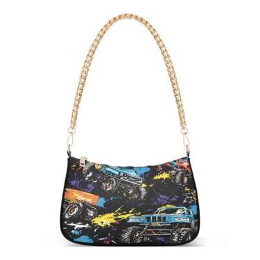 Imagem de CEBUGI Bolsa tiracolo feminina bolsa de ombro Monster Trucks elegante bolsa clutch com alça de corrente