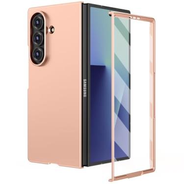 Imagem de Ruky Capa para celular Z Fold 7, proteção total com protetor de tela embutido, capa protetora rígida de policarbonato fino, antiarranhões, à prova de choque, para Samsung Galaxy Z Fold 7, dourada