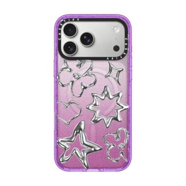 Imagem de CASETiFY Capa Impact para iPhone 17 Pro Max [fina/compatível com Magsafe/2,5 m. Proteção contra quedas de grau militar 4X] - Rabiscos cromados - Roxo brilhante