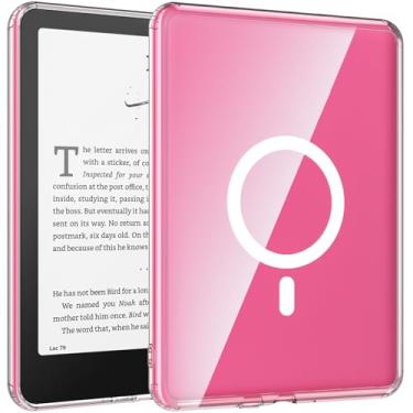 Imagem de OWKEY Capa magnética para Kindle Paperwhite de 7 polegadas 12ª geração 2024 e Kindle Colorsoft - com airbag compatível com iPhone MagSafe, transparente