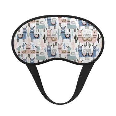 Imagem de Máscara de dormir blackout com estampa de cacto de alpaca lhama máscara para os olhos com luz macia para dormir meditação, viagem, ioga
