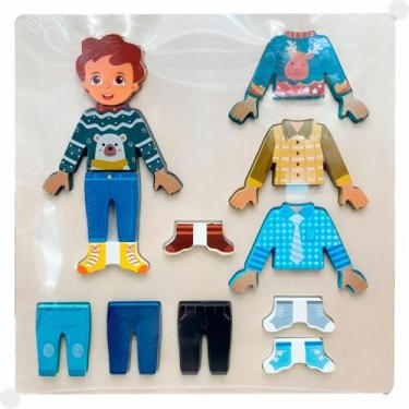 Imagem de Brinquedo Troca Roupinha Homem Madeira DMT6776 - DMToys - DM Toys