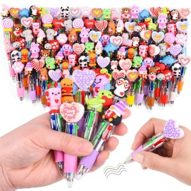 Imagem de LiYiQ Caneta multicolorida de Dia dos Namorados em um desenho animado fofa, divertida, 4 em 1, canetas esferográficas fofas em massa Kawaii coração capivara sapo panda adoráveis canetas esferográficas