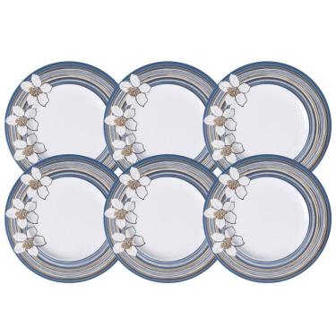 Imagem de Jogo De Pratos Rasos 28Cm Kit 6 Peças Nix Porcelana Decorada