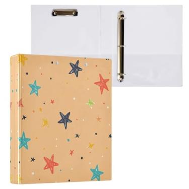 Imagem de STAYTOP Cute Stars Organizador de fichário redondo, fichário de 3 anéis com prancheta (carta A4), fichário fofo para material de escritório escolar