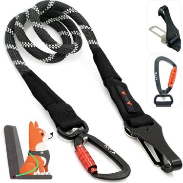 Imagem de Cinto de segurança para cães | Cinto de segurança universal para animais de estimação com corda de escalada refletiva, mosquetão de alumínio de aviação com giro de 360° e trava automática, retenção de