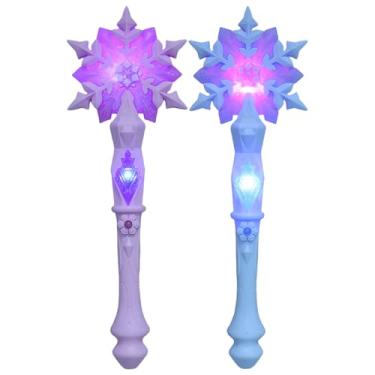 Imagem de MAGICLULU 2pcs Light Up Fairy Wands Snowflake Glow Sticks Luminous Party Favors Dress-up Cosplay Props